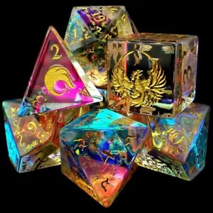Juego de dados - Prisma Phoenix - 7 dados de vidrio - Exclusivo - RPG - Imagen 1 de 6