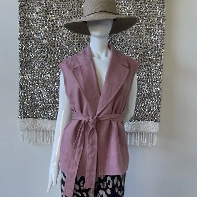 Zara 100% Linen Belted Pale  Pink Vest NWT XS-S Oversized - Image 1 of 4