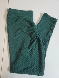 High Waisted Anti Cellulite Leggings - Butt Lifting Women Scrunch Dark Green XL - Picture 1 of 9