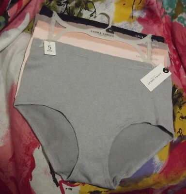 5 NEW LAURA ASHLEY LS1290 PKD PLUS SIZE MICROFIBER SEAMLESS BRIEF PANTIES 2X - Image 1 of 2