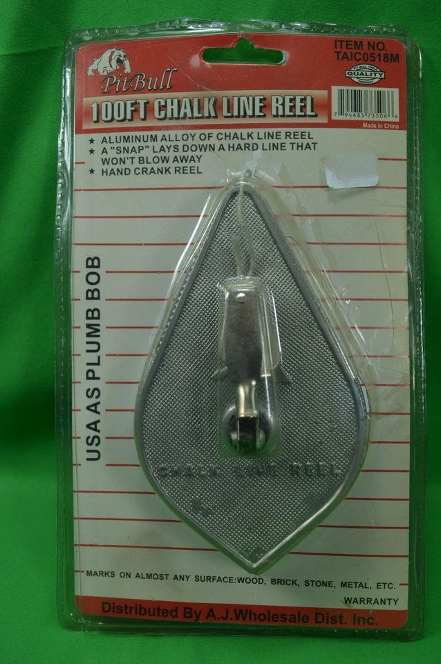 Carrete Pit Bull 100 pies línea de tiza, nuevo, stock antiguo, aleación de aluminio Foto 1 de 1