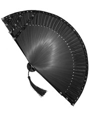 Devil Fashion Womens Gothic Hand Held Fan Black Studded Spiked PVC Punk Lolita