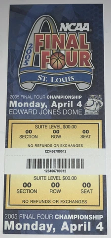 2004 North Carolina Tar Heels Basketball National Championship Replica Ticket Cover