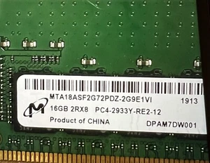 Micron 16GB 2RX8 PC4-2933Y-RE2-12 MTA18ASF2G72PDZ-2G9E1TG - Afbeelding 1 van 5