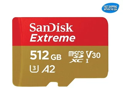 Sandisk 512GB Extreme Micro SD Memory Card SDSQXAV-512G-GN6MN SDXC Class 10 Card - Image 1 of 3