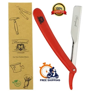 Red Straight Cut Throat Razor Home Shaving Grooming Safety Razors Leather Case - Picture 1 of 7