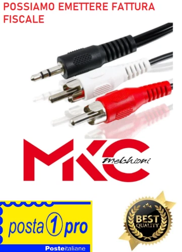 Cavo 0,5m a 5mt Audio JACK 3,5mm 2 RCA Maschio doppio Prolunga Auto AUX Ste - Immagine 1 di 1