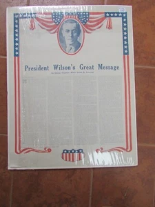  RARE  Original WW1 President Woodrow Wilson's GREAT MESSAGE" Poster - Picture 1 of 7