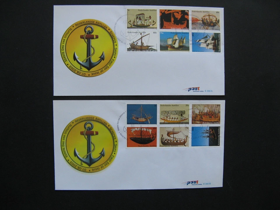 NETHERLANDS ANTILLES, 2x cover FDC 2003, sailships history - Image 1 of 1