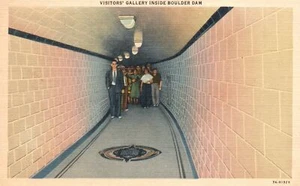 Vintage Postcard Visitor's Gallery Inside Boulder Dam Glistening Passageway NV - Picture 1 of 2