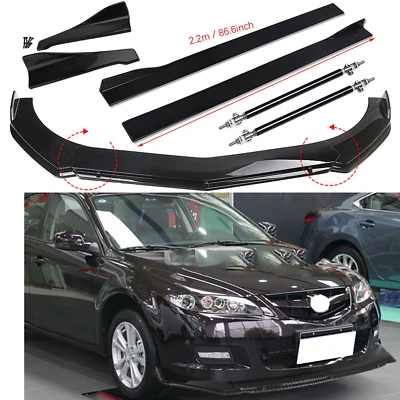 For Mazda 2 3 5  Front Bumper Lip Spoiler Splitter Body Kit/Side Skirt Glossy — 第 1/4 张图片
