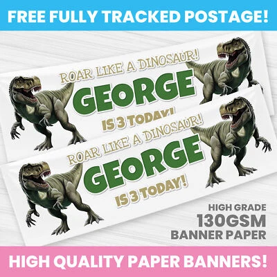 BANNERS PERSONALIZADOS PARA DECORAÇÃO DE FESTA DE ANIVERSÁRIO DE DINOSSAURO - Imagem 1 de 3
