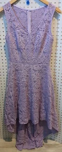 Dress Tells Small Purple Sleeveless Floral Lace Zip Vneck - Picture 1 of 5