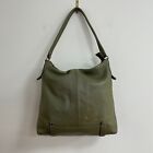 White Stuff Shoulder Bag Underarm Handbag Olive Green Leather Side Medium Zip