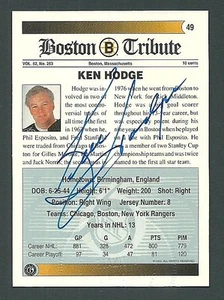 Ken Hodge Boston Bruins 1992 Ultimate Original Six Auto Card #49 - Picture 1 of 2