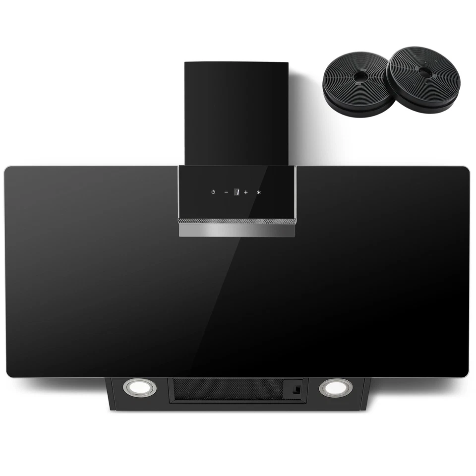 SNDOAS Dunstabzugshaube 90cm, 800 m³/h Saugkraft, A+++ , Touchscreen Schwarz