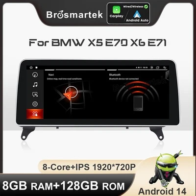 12.3" 8-Kern 128GB Android 14 Autoradio CarPlay DAB+ Für BMW X5 E70 X6 E71 CCC - Bild 1 von 4