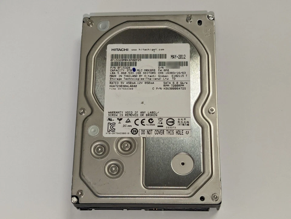 Hitachi 3TB 3.5" SATA Internal Desktop Hard Drive HUA723030ALA640 7200RPM HDD - Image 1 of 2