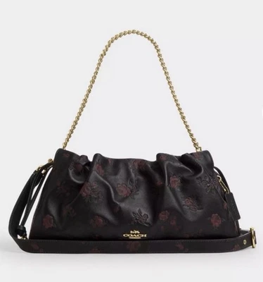 Coach Faye Large Shoulder Bag w/ 2 Straps in Black/Wine Multi Smooth Leather NWT - Image 1 of 4