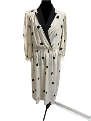 Vestido secretaria vintage a lunares negro y marfil para mujer grande XL Foto 1 de 4