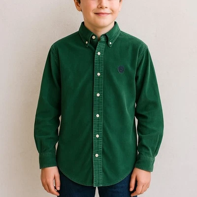Винтажная зеленая вельветовая рубашка Chaps RL на пуговицах для мальчиков 18/20 БЕСПЛАТНАЯ ДОСТАВКА - Изображение 1 из 4