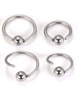 20g Seamless Hoop fixed ball 2 Size 1/4 5/16 Helix Nose eyebrow Eyelid Hood Ring - Picture 1 of 12
