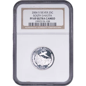2006-S Silver South Dakota State Quarter - Proof ~ NGC PF 69ULTRA CAMEO - Picture 1 of 2