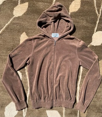 Juicy Couture XL Brown Terry Cloth Zip-Up Hoodie Track Jacket - Image 1 of 4