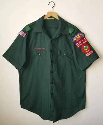 Boy Scouts Venturing Uniform Shirt BSA # 9512 Vintage Green USA Made Mens XL - Image 1 of 4
