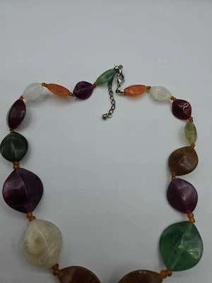 Gargantilla/Collar 18" Remolinado Multicolor Concha de Tortuga Lucite Cuentas Tamaño Graduado Foto 1 de 4