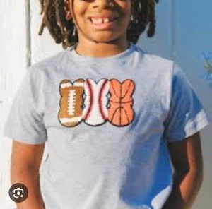 Sweet Wink Sports Themed Peeps Easter Bunny Boys 7/8 Grey T Shirt - Picture 1 of 8