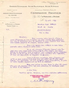 1933 ENGRAIS CHIMIQUES ACIDE SULFURIQUE ACIDE NITRIQUE COMPAGNIE FRAPIER A LA - Picture 1 of 1