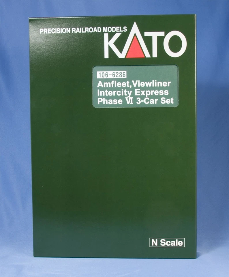 KATO N GAUGE AMTRAK VIEWLINER PHASE VI 3 CAR ADD ON  [W/LIGHTS] PN 10662861 - Image 1 of 1