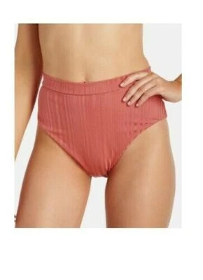 RAISINS High Waist Bikini Bottoms Solid Pink Juniors Size Small $40 - NWT - Image 1 of 3