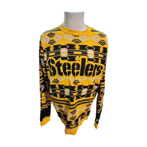 PITTSBURGH STEELERS Ugly Christmas Sweater Yellow/Black NFL Apparel - SIZE XL Cover