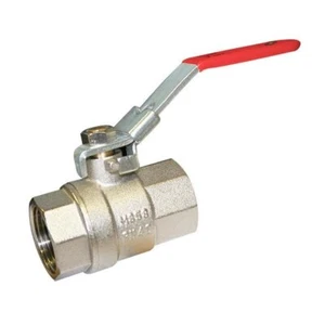 BRASS BSPT BALL VALVE - RED LEVER HANDLE - LOCKABLE - Picture 1 of 2