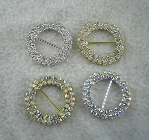 Diy round glass 32mm rhinestones buckle Invitation ribbon sider wedding supply - Imagen 1 de 4