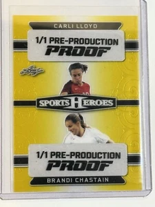 2018 Leaf NWSL Carli Lloyd Brandi Chastain - Sports Heroes Yellow Proof #d 1/1 - Picture 1 of 3