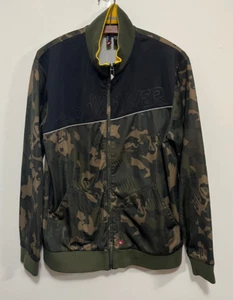 Vtg Quiksilver Green Camo Jacket Full Zip Bomber Track Mens M Skate Streetwear - Picture 1 of 10