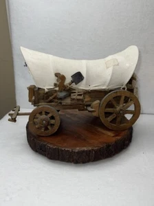 Vintage Covered Wagon Western Cowboy Wooden Canvas Conestoga Wagon Toy Model 10” - Picture 1 of 5