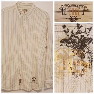 Men's XL 17.5 LL Cool J Warrior Of Honor cream brown Long Sleeve Button Shirt - Picture 1 of 8