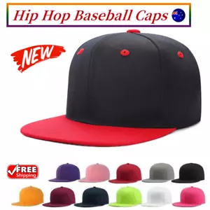 Unisex Casual Baseball Cap Fitted Flat Bill Adjustable Visor Hat Hip Hop Black - Picture 1 of 23