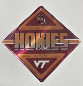 Virginia Tech Hokies Metal Diamond Wall Sign Man Cave Decor Officially Licensed - Picture 1 of 2