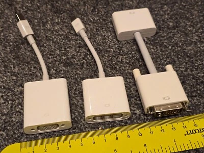 3 x APPLE GENUINE OFFICIAL MINI DISPLAY PORT to VGA DVI ADAPTER  A1307 A1305 mDP - Image 1 of 4
