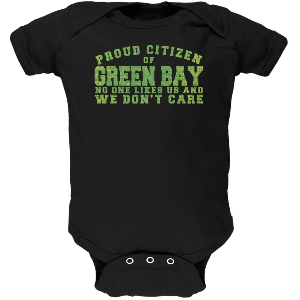 Proud No One Likes Green Bay Black Soft Baby One Piece - Image 1 of 1