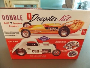 AMT 1/25 Double Dragster 3 in 1 Modellauto Bausatz - 2 komplette Autos - 1/25 - Bild 1 von 5