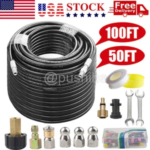 5800PSI Kit ugelli getto fognario 100FT 50FT tubo di pulizia per idropulitrice US - Foto 1 di 9