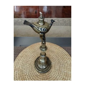 Antique kerosene Oil Lamp (Tuki) Handmade Daphne bird Nepal Collective art, X1 - Picture 1 of 7