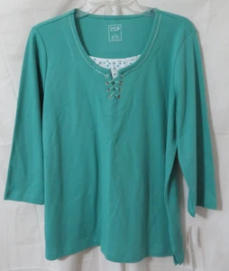 NWT Hastings & Smith Women's Long Sleeve Pullover Top Criss Cross Detail Size L - Picture 1 of 7