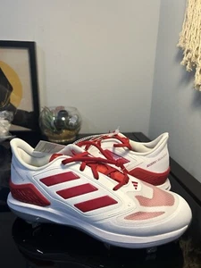 NEW Adidas Pure Hustle MD Women's TPU Softball Cleats Size 11 White/Red - Picture 1 of 5
